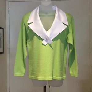 V neck hand knit sweater